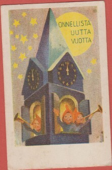 Knüpfer Tontut soittavat kellotornista - pieni kortti