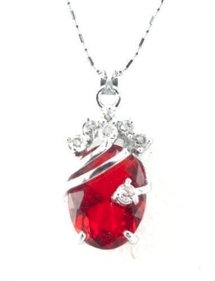 884 .. Silver Kaunis Rubin Crystal Riipus .. Kaulakoru
