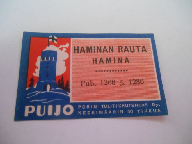 TT Etiketti Puijo Haminan Rauta Hamina