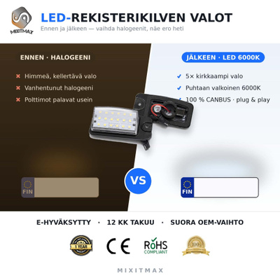 Nissan LED rekisterikilven valot — kirkkaan valkoinen 6000