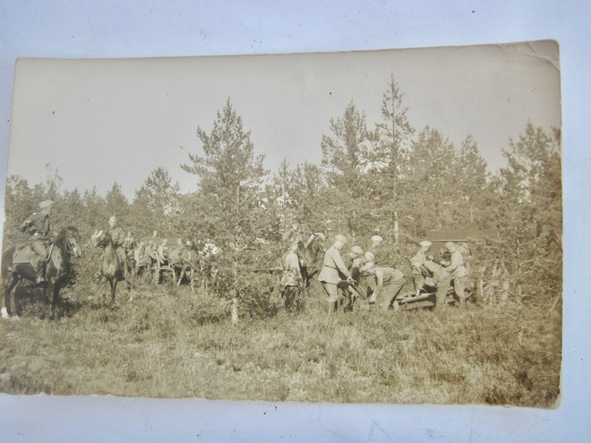 VANHA Valokuva Sotilaat Tykki Tykistö 1920