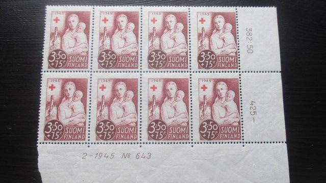 Punainen Risti 3,50mk+75p 1945 Kahdeksilo numerolla **