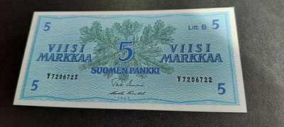 5 mk 1963 Litt.B, UUS-Pun, Y-sarjaa, KL 9-10