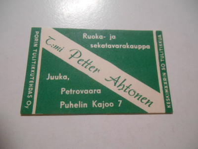 TT Etiketti T:mi Petter Ahtonen Juuka Petrovaara