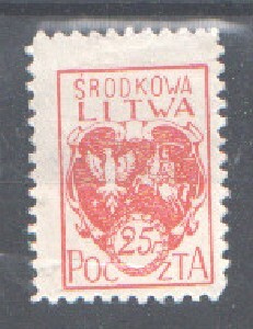 Keski-Liettua 1920 25F punaunen, **