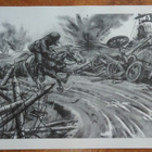 Jatkosota Ratsulähetti Hevonen Sotapiirros Lindeberg 1942 - pikkukuva 1