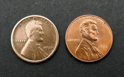 1 sentti USA 1920 ja 2016