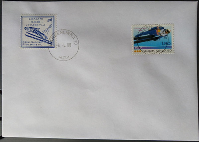 "Nykäsmerkki" - FDC -kuorella ja "Laajari" -logolla 1988