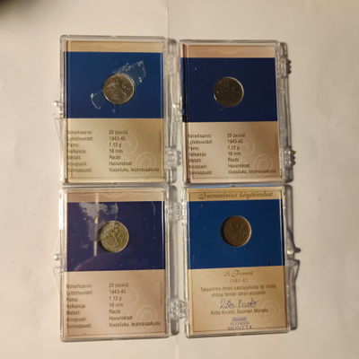 25p kolikoita 4kpl