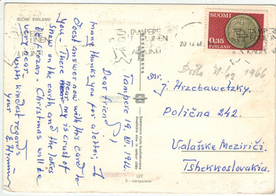 1966 vakuutus postikortti CSR:ään