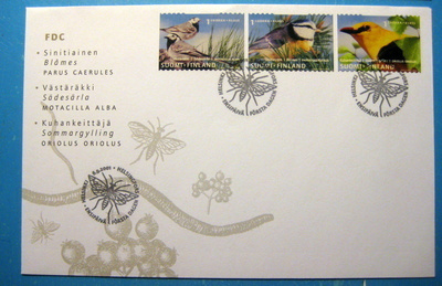 FDC Suomi 6.9.2001 Yleismerkit linnut 3 kpl (80)