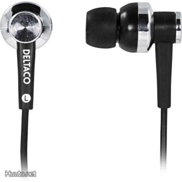 Deltaco HL79 in-ear nappikuulokkeet, 3.5mm, musta/hopea UUSI