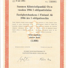 SUOMEN KIINTEISTÖPANKKI Oy 1986 I SARJA D 1000 mk OBLIGAATIO - pikkukuva 1