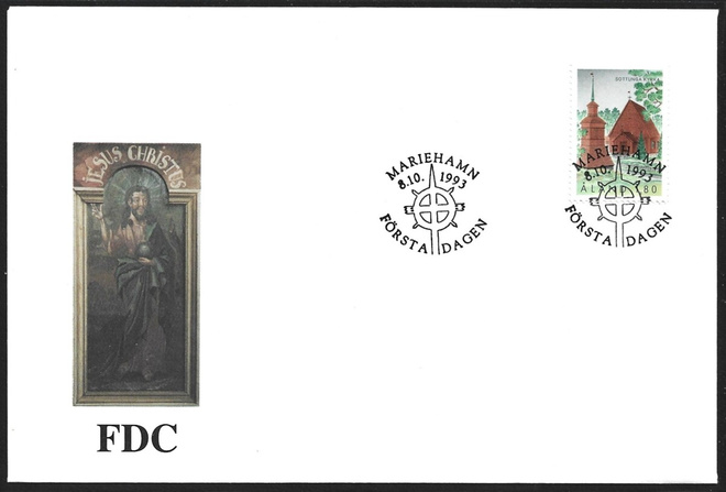 FDC Åland 1993 Sottungan kirkko  LaPe ÅL 078