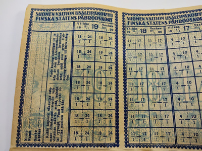 Suomen valtion lisäleipäkortti 14.9.1919-24.11.1920