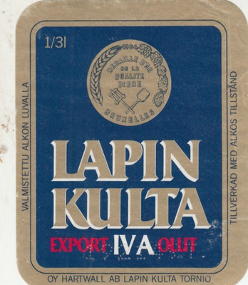 Olutetiketti Lapin Kulta Export IVA Olut  , a3