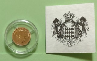 Monaco, harvinainen kulta raha, 10 Euro 2005.