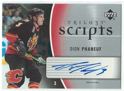 06-07 Upper Deck Trilogy Scripts Dion Phaneuf SP nimmari