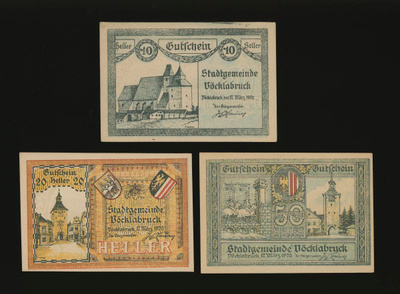 Itävalta 10, 20, 50, Heller, Vöcklabruck 1920