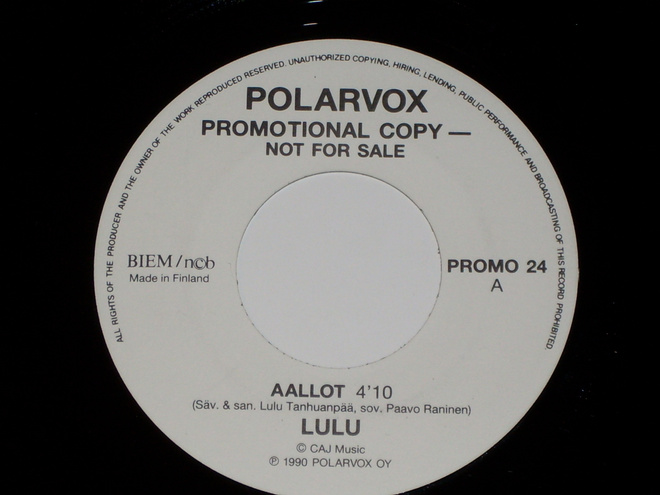 7" LULU - Aallot - single 1989 promo pop EX-