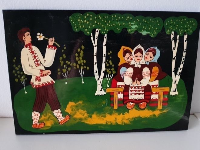 Vanha puulle maalattu slaavilainen Taulu