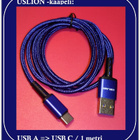 Uslion USB A - USB C -datakaapeli/ latauskaapeli / 1m #29896 - pikkukuva 1