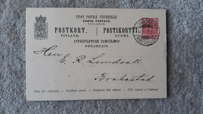 EHIÖKORTTI JYVÄSKYLÄ 10.6.1895