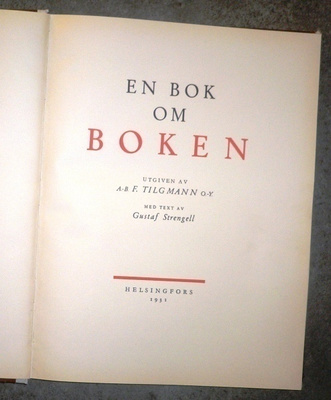 Gustaf Strengell : En Bok om Boken  1931 1.p.