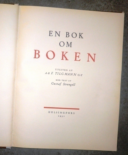 Gustaf Strengell : En Bok om Boken  1931 1.p.