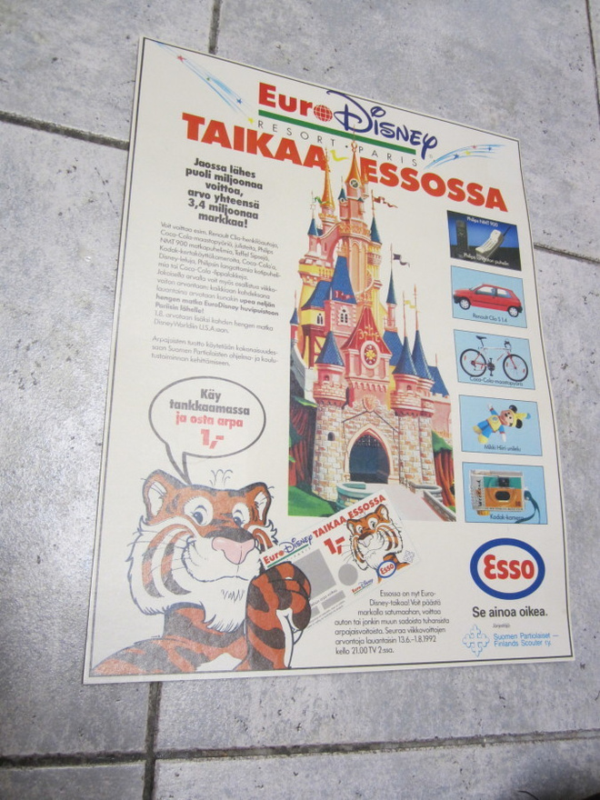 VANHA ESSO EURO DISNEY PAHVINEN MAINOS
