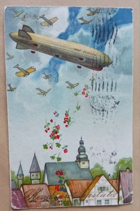 Lentokoneet ja Zeppelin tiputtavat ruusuja p. 1931 Eesti