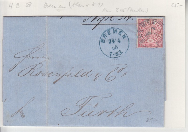 Saksa Reich Pohjoissaksa 1868 kirje
