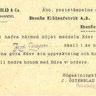 FIRMAKORTTI TURKU-EKENÅS J ÖSTERBLAD-AXEL LUNDSTRÖM+SENSUURI - pikkukuva 2