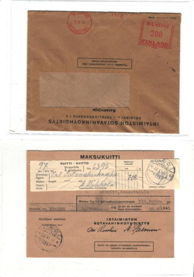 POSTIL. KÄRKÖLÄ IRTAIMISTON SOTAVAHINKOYHDISTYS+FRAMA HELS.