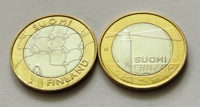 Suomi 5 eur, maakuntaraha+maakuntien rakenn. Ahvenanmaa, unc