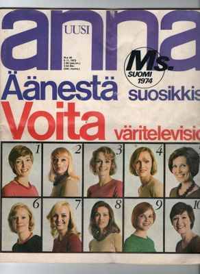 Anna n:o 45 1973 Ms Suomi 1974 ehdokkat. Väinö Linna.