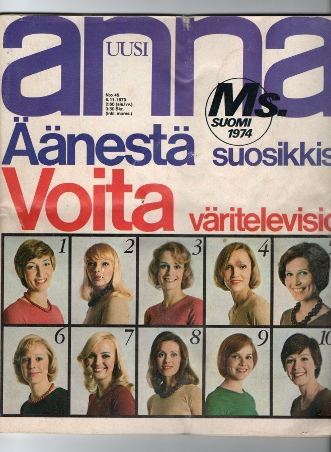 Anna n:o 45 1973 Ms Suomi 1974 ehdokkat.  Väinö Linna.