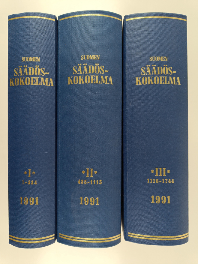 Suomen säädöskokoelma vuodelta 1991 1-3
