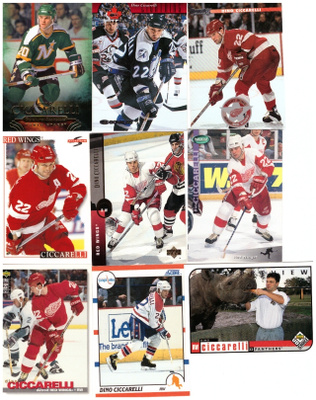 9 x Legenda DINO CICCARELLI Stars, Red Wings, Lightning