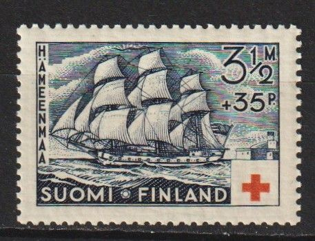 1937 3½mk+35p PunaisenRistin Hämeenmaa-laiva merkki **