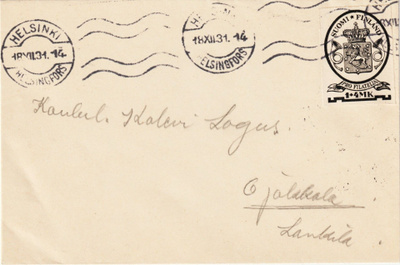 1931 ProFilatelia merkki kirjeessä Hki-Ojakkala (arvo75,00€)
