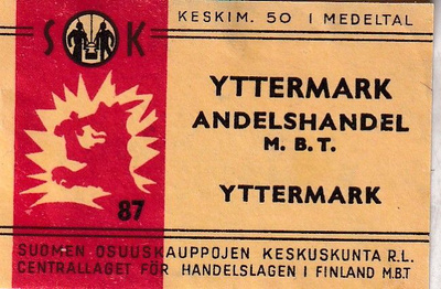 Yttermark Andelshandel M.B.T, SOK 87 .  s93