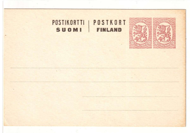 1917 10+10pennin kulkematon ehiökortti