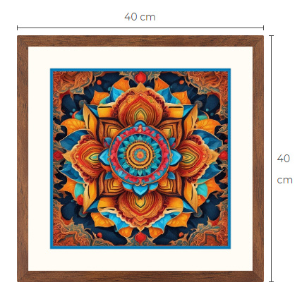 Uusi Mandala taulu koko 40 cm x 40 cm kehyksineen