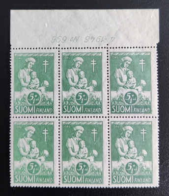 1946 Tuberkuloosi 5mk+1mk numerokuusilo **