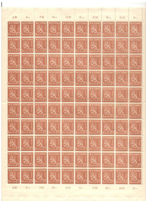 v. 1944 25 pen. ruskea, koko arkki, **