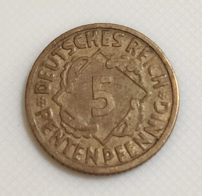 Saksa 5 Pfennig 1924G