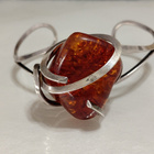 Vintage hopea meripihka rannekoru Amber rannerengas - pikkukuva 4