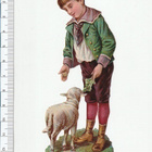 *poika ja lammas, vanha kuva, 12 cm * - pikkukuva 1
