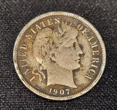 USA Barber dime 1907